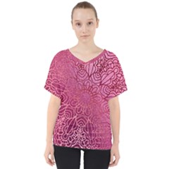 Pink Mandala Glitter Bohemian Girly Glitter V-neck Dolman Drape Top by uniart180623