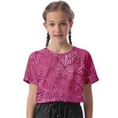 Pink Mandala Glitter Bohemian Girly Glitter Kids  Basic Tee by uniart180623