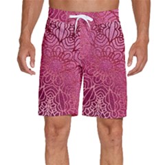 Pink Mandala Glitter Bohemian Girly Glitter Men s Beach Shorts