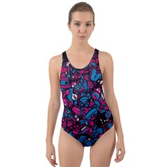 Grafitti Graffiti Abstract Artwork Digital Cut-out Back One Piece Swimsuit by uniart180623