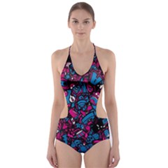 Grafitti Graffiti Abstract Artwork Digital Cut-out One Piece Swimsuit by uniart180623