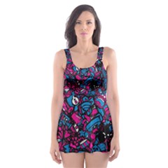 Grafitti Graffiti Abstract Artwork Digital Skater Dress Swimsuit by uniart180623