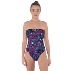 Grafitti Graffiti Abstract Artwork Digital Tie Back One Piece Swimsuit by uniart180623