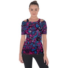 Grafitti Graffiti Abstract Artwork Digital Shoulder Cut Out Short Sleeve Top by uniart180623