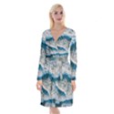 Waves Wave Nature Beach Long Sleeve Velvet Front Wrap Dress View1