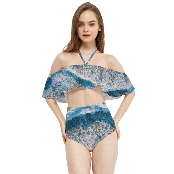 Waves Wave Nature Beach Halter Flowy Bikini Set 