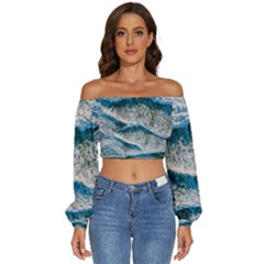 Waves Wave Nature Beach Long Sleeve Crinkled Weave Crop Top by uniart180623