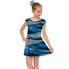 Waves Abstract Waves Abstract Kids  Cap Sleeve Dress