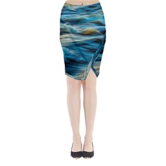 Waves Abstract Waves Abstract Midi Wrap Pencil Skirt by uniart180623