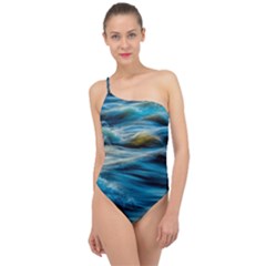 Waves Abstract Waves Abstract Classic One Shoulder Swimsuit by uniart180623