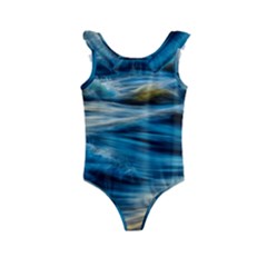 Waves Abstract Waves Abstract Kids  Frill Swimsuit by uniart180623