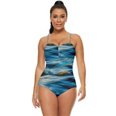 Waves Abstract Waves Abstract Retro Full Coverage Swimsuit by uniart180623