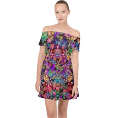 Flower Patterns Abstract Pattern Digital Art Off Shoulder Chiffon Dress by uniart180623