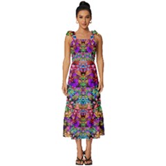 Flower Patterns Abstract Pattern Digital Art Tie-strap Tiered Midi Chiffon Dress