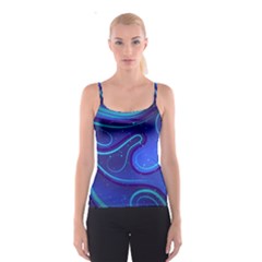 Spiral Shape Blue Abstract Spaghetti Strap Top by uniart180623