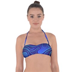 Spiral Shape Blue Abstract Tie Back Bikini Top by uniart180623