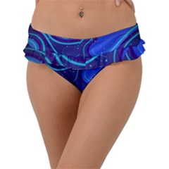 Spiral Shape Blue Abstract Frill Bikini Bottoms by uniart180623