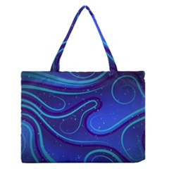 Spiral Shape Blue Abstract Zipper Medium Tote Bag by uniart180623