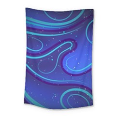 Spiral Shape Blue Abstract Small Tapestry