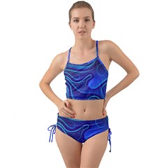 Spiral Shape Blue Abstract Mini Tank Bikini Set by uniart180623