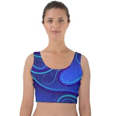 Spiral Shape Blue Abstract Velvet Crop Top by uniart180623