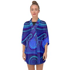 Spiral Shape Blue Abstract Half Sleeve Chiffon Kimono by uniart180623