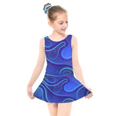 Spiral Shape Blue Abstract Kids  Skater Dress Swimsuit by uniart180623