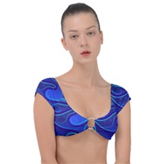 Spiral Shape Blue Abstract Cap Sleeve Ring Bikini Top by uniart180623