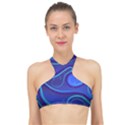 Spiral Shape Blue Abstract High Neck Bikini Top View1