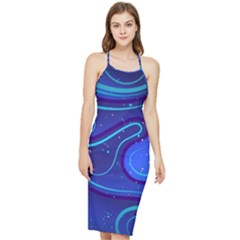 Spiral Shape Blue Abstract Bodycon Cross Back Summer Dress by uniart180623