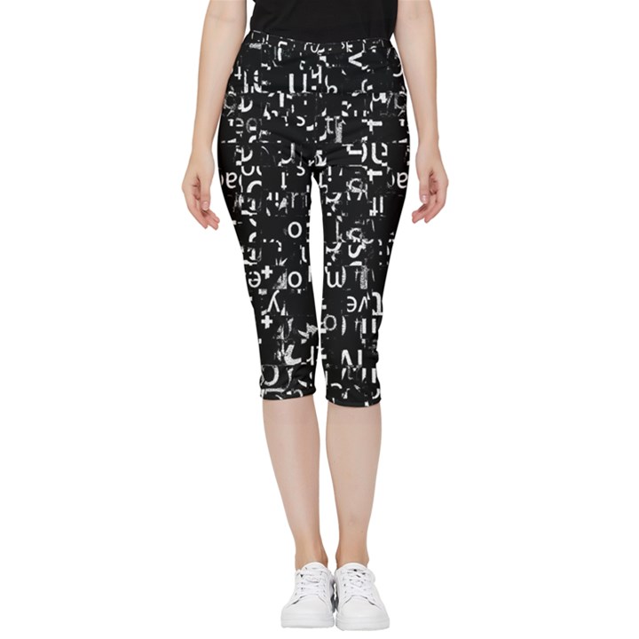 Abstract Secred Code Inside Out Lightweight Velour Capri Leggings 