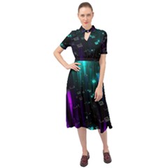 Abstract Building City 3d Keyhole Neckline Chiffon Dress by uniart180623