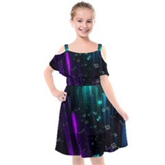 Abstract Building City 3d Kids  Cut Out Shoulders Chiffon Dress by uniart180623