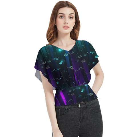 Abstract Building City 3d Butterfly Chiffon Blouse by uniart180623