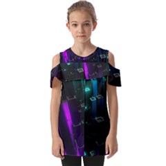 Abstract Building City 3d Fold Over Open Sleeve Top by uniart180623