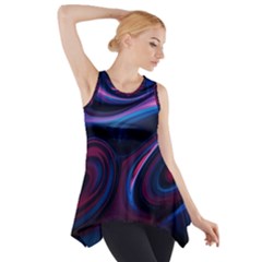 Purple Blue Swirl Abstract Side Drop Tank Tunic by uniart180623