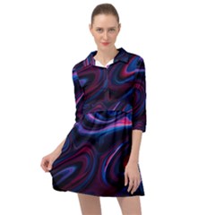 Purple Blue Swirl Abstract Mini Skater Shirt Dress by uniart180623