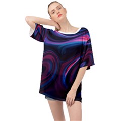 Purple Blue Swirl Abstract Oversized Chiffon Top by uniart180623