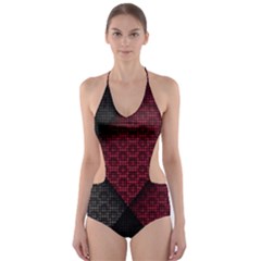 Red Black Abstract Pride Abstract Digital Art Cut-out One Piece Swimsuit by uniart180623