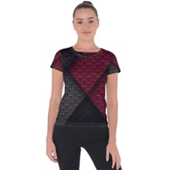 Red Black Abstract Pride Abstract Digital Art Short Sleeve Sports Top  by uniart180623