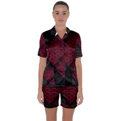 Red Black Abstract Pride Abstract Digital Art Satin Short Sleeve Pajamas Set