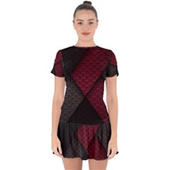 Red Black Abstract Pride Abstract Digital Art Drop Hem Mini Chiffon Dress by uniart180623