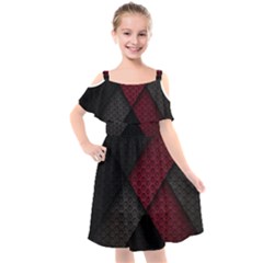 Red Black Abstract Pride Abstract Digital Art Kids  Cut Out Shoulders Chiffon Dress by uniart180623