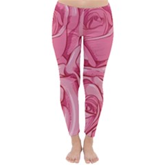 Pink Roses Pattern Floral Patterns Classic Winter Leggings by uniart180623