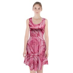 Pink Roses Pattern Floral Patterns Racerback Midi Dress by uniart180623