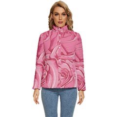 Pink Roses Pattern Floral Patterns Women s Puffer Bubble Jacket Coat by uniart180623