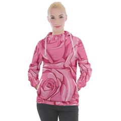 Pink Roses Pattern Floral Patterns Women s Hooded Pullover by uniart180623