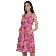 Pink Roses Pattern Floral Patterns Sleeveless Dress With Pocket by uniart180623