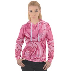 Pink Roses Pattern Floral Patterns Women s Overhead Hoodie by uniart180623