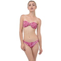 Pink Roses Pattern Floral Patterns Classic Bandeau Bikini Set by uniart180623